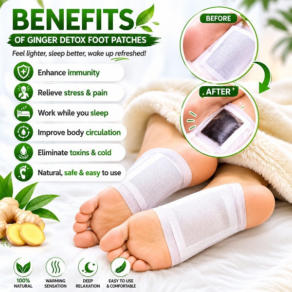 🌿 Ginger Detox Foot Patch Deep Cleansing & Wellness Support (Pack Of 20)