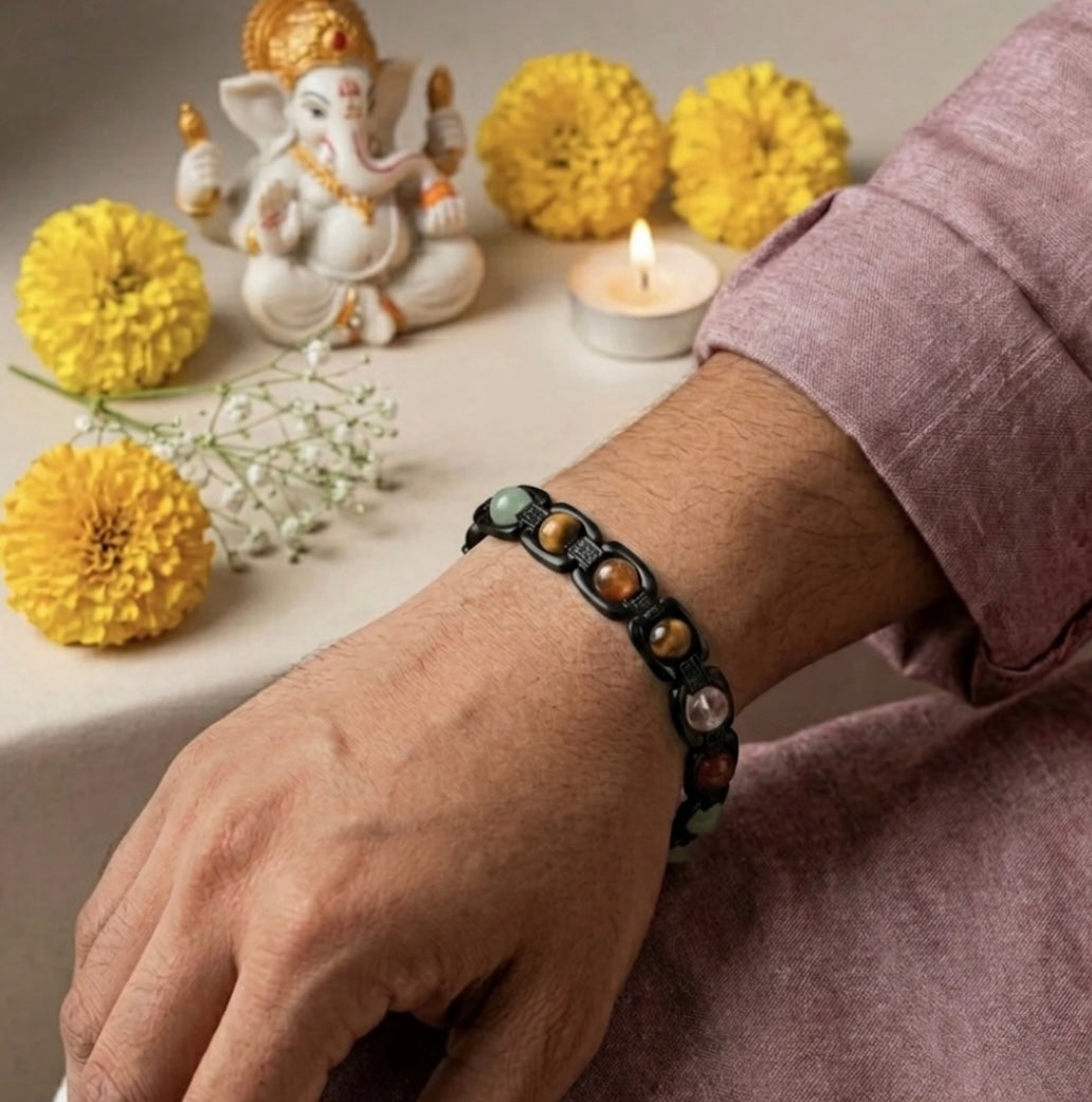Rinmukteshwar Siddh Metal Dhan Yog™ Bracelet – Matte Black