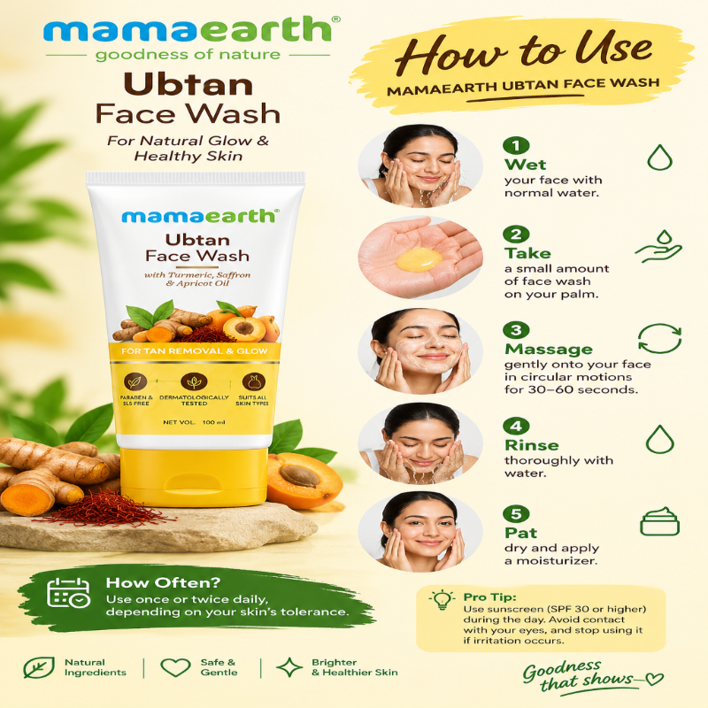 mamaearth ubtan glow face wash