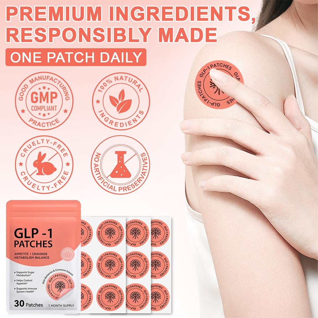 GLP-1 SlimPatch – Helps Control Appetite & Support Healthy Weight Loss| Buy 1 Get 1 FREE