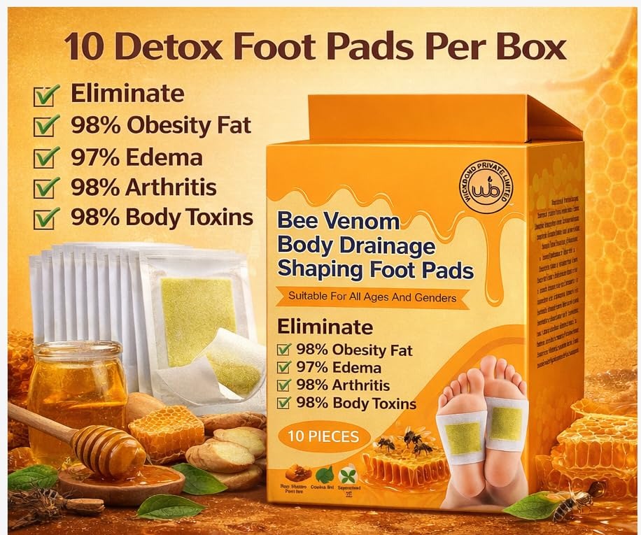 Bee Venom Body Drainage Shaping Foot Pads | Natural Lymphatic Detox & Slimming Patches (Pack of 2)
