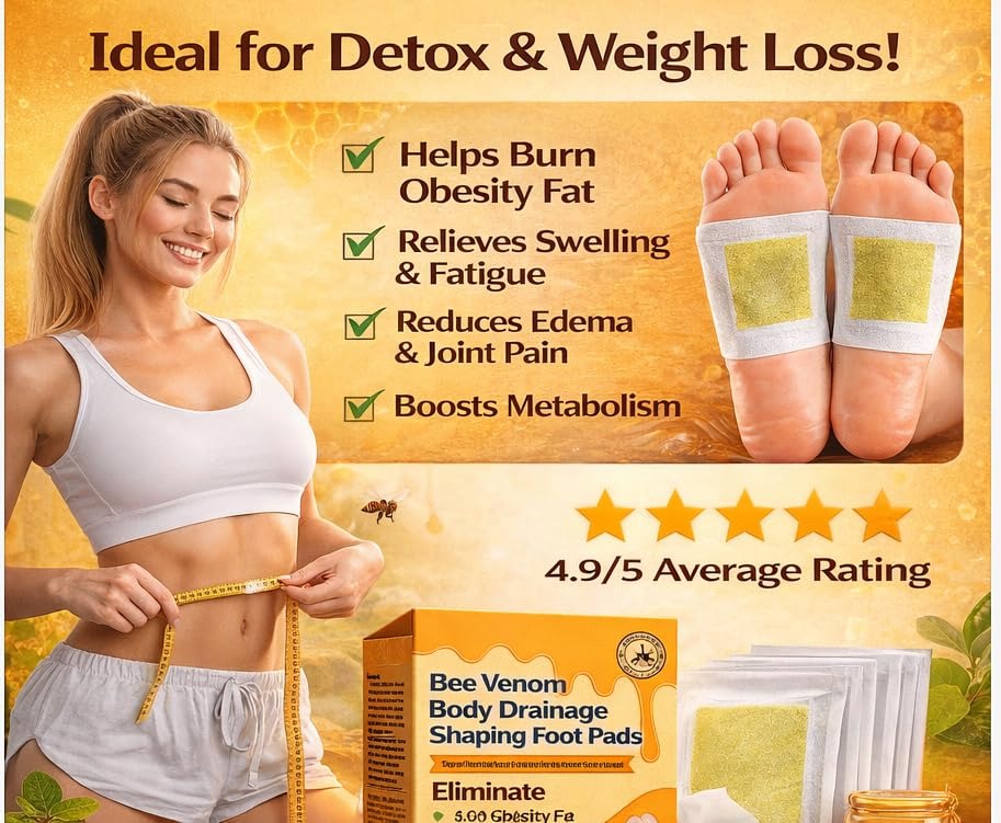 Bee Venom Body Drainage Shaping Foot Pads | Natural Lymphatic Detox & Slimming Patches (Pack of 2)
