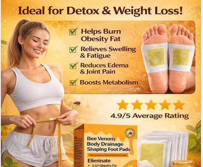 Bee Venom Body Drainage Shaping Foot Pads | Natural Lymphatic Detox & Slimming Patches (Pack of 2)