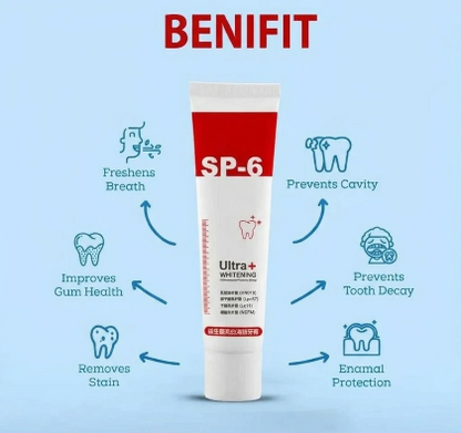 🦷 SP-6 Whitening Toothpaste | Probiotic Teeth Whitening for Stains, Bad Breath & Gum Health