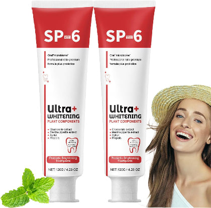 🦷 SP-6 Whitening Toothpaste | Probiotic Teeth Whitening for Stains, Bad Breath & Gum Health